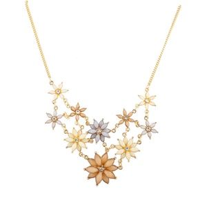 Lux Accessories Goldtone Flower Statement Necklace